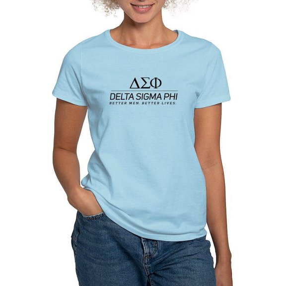 CafePress - Delta Sigma Phi Black Stacked Logo T Shirt - Women's Classic T-Shirt
