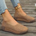 thumbnail image 6 of hopeusnice Women's Summer Flat Shoes Breathable Comfortable Slip On Loafers Perforated Flats Walking Shoes Ladies Low Heel Buckle Buckle Coffee 43, 6 of 9