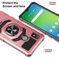 thumbnail image 3 of Compatible for Cricket Icon 4 Case w/Tempered Glass Screen Protector [Military Grade] Ring Car Mount Kickstand Shockproof Hard Phone Case - Rose Gold, 3 of 7
