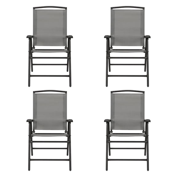 Four Seasons Courtyard Sunny Isles Outdoor Folding Chair Set, 4 Pack, Gray