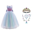 thumbnail image 1 of Déguisement Fille Princess Anniversaire Noël Fête Halloween Robe Bouffante Arc-en-Ciel Robe de Cosplay Chic avec Accessoires, 1 of 6