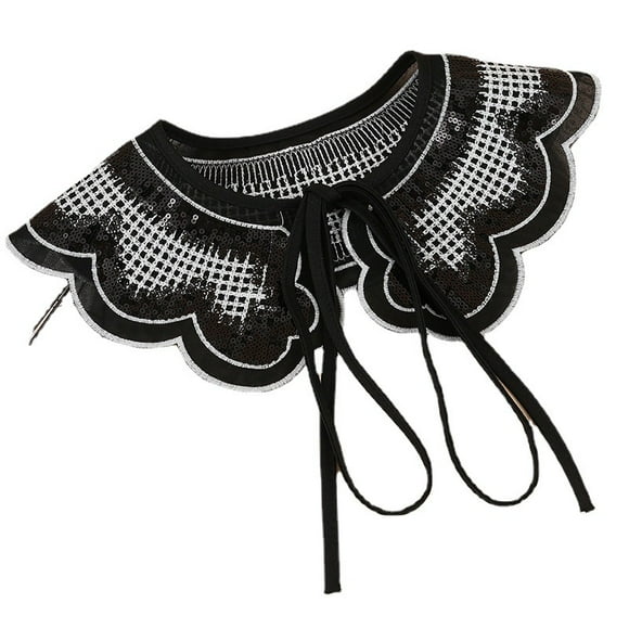 Diseño elegante de cuello falso con lentejuelas para mujeres y niñas, vestidos y suéteres