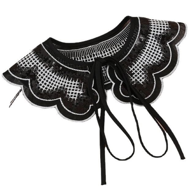 Diseño elegante de cuello falso con lentejuelas para mujeres y niñas, vestidos y suéteres
