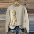 thumbnail image 2 of Wang6 Womens Plus Size Christmas Tshirts Long Sleeve Cute Dog Printed Sweaters Causal Loose Fit Crew Neck Pullovers Tops Beige2 S, 2 of 3