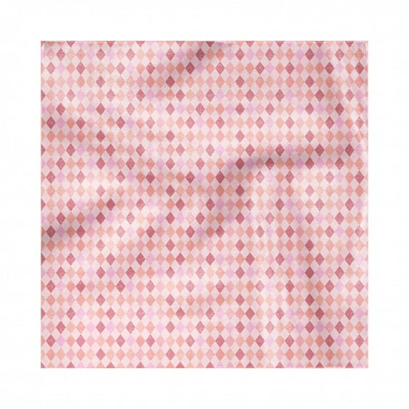 Geometric Decorative Satin Napkins Set of 4, Weathered Diamond Form Pattern Rhombus Shapes in Pastel Pink Tones, Square Fabric Party & Dinner Napkin, 12", Pink Peach Dried Rose, by Ambesonne
