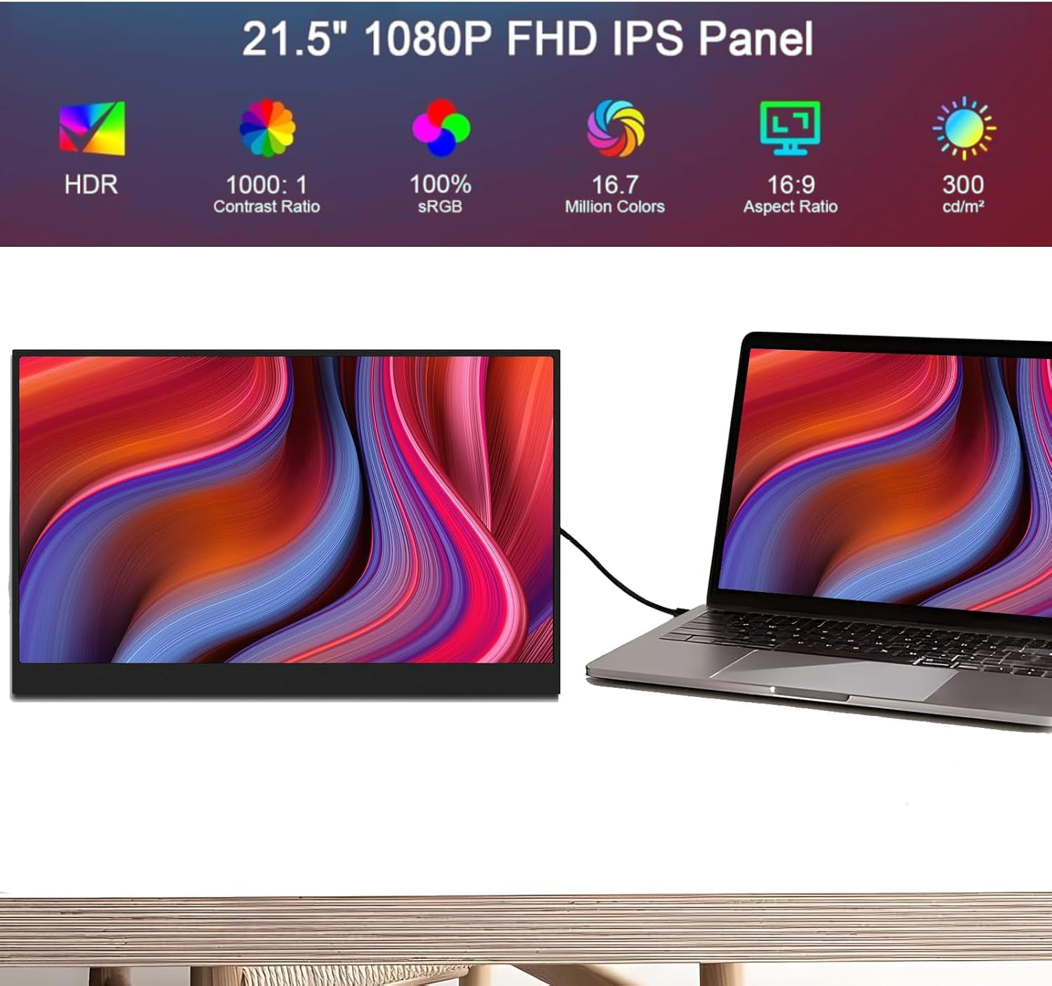 KURIETIM 21.5 Inch Portable Monitor 100Hz | Large Screen FHD 1080P IPS External Display