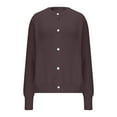 thumbnail image 4 of Sweater Cardigans for Women Soft Knit Coat Crew Neck Button Up Outerwear Long Sleeve Fall Winter Clothes (L, Brown), 4 of 7