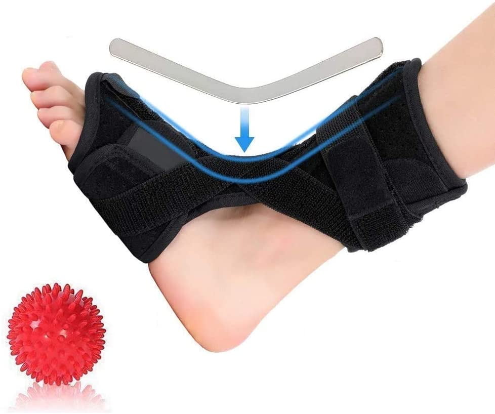 Plantar Fasciitis Brace Support with Massage Ball, Orthotics Drop Foot