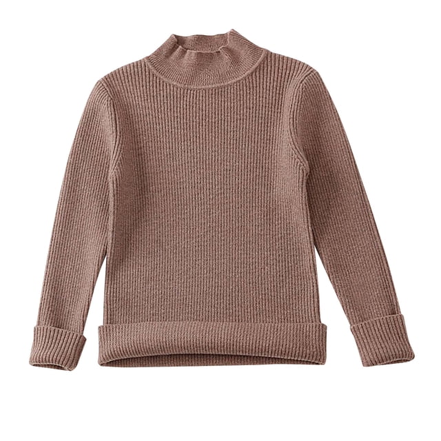 MeetoTime Garçons Filles Haut à Manches Longues Côtelé Automne Basique Col Montant Pull Tricoté Confortable
