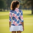 thumbnail image 5 of Uorisanigo Palm Leaves Women's Golf Shirt Size L Versatile Moisture Wicking Casual Tennis Activewear Comfortable Breathable 3/4 Sleeve Athletic Tops with Zip Up Collar for Women, 5 of 7