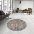 thumbnail image 3 of Ahgly Company Indoor Round Abstract Sandstone Brown Abstract Area Rugs, 5' Round, 3 of 6