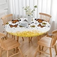thumbnail image 3 of White Butterfly Flower Dot Pattern Round Fitted Tablecloth with Elastic Edge,Dining Table Cover Waterproof,Outdoor Round Tablecloth for Camping,Dining,Indoor and Outdoor, 3 of 7