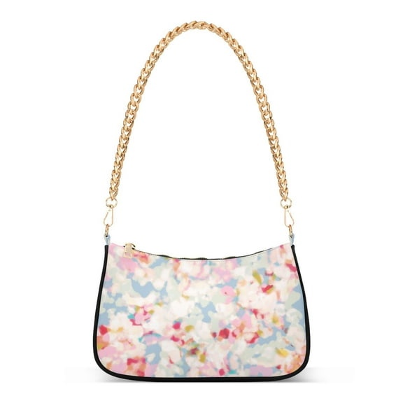 Color Blurred Abstract Flowers Womens Chain Shoulder Bag Tote Handbag Clutch Hobo Purse with Zipper for Travel Casual