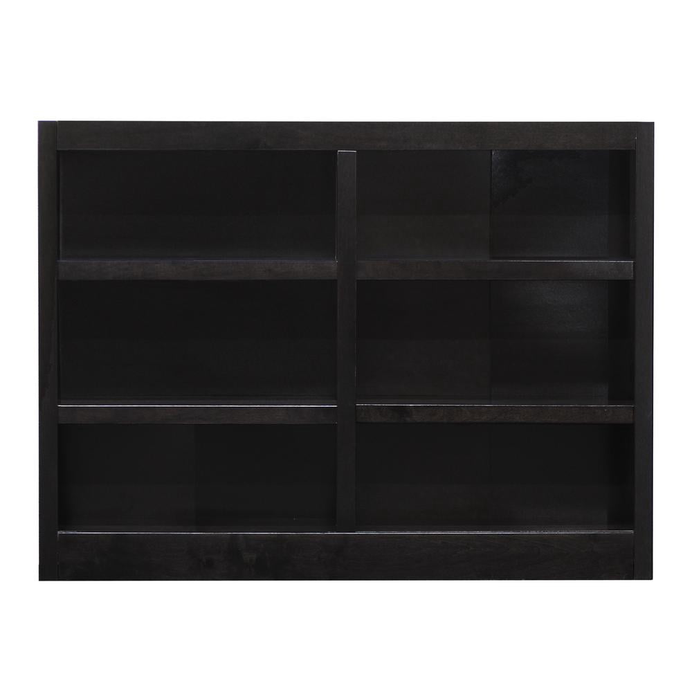 Concepts in Wood 6 Shelf Double Wide Wood Bookcase, 36 inch Tall - Espresso Finish