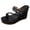 Black, variant on Wedge Sandals for Women Platform Retro Pattern Leather Strappy Flip Flops Glitter Sequin Band Open Toe Slip on Heeled Slides Silver Size 6