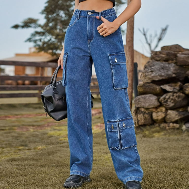 Denim cargo capris hot sale