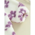 thumbnail image 5 of JYYYBF Toddler Baby Girls Fleece Coat Flower Print Stand Collar Quarter-Zip Pullover Sweatshirt Plush Jacket Winter Warm Outerwear, 5 of 6