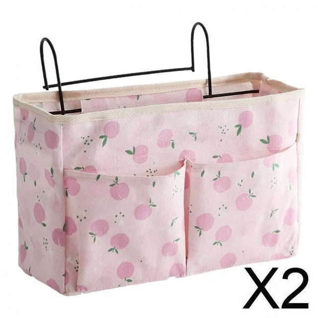 2xBedside Impermeable Con Múltiples Bolsillos Para Dormitorio , Sofá De Viaje, Color Rosa