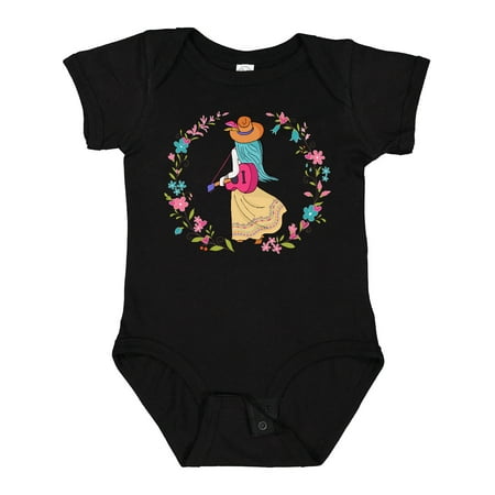 

Inktastic Boho Girl With Guitar Bohemian Flower Wreath Girls Baby Bodysuit