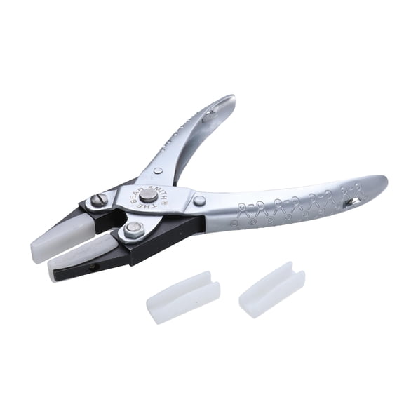The Beadsmith Parallel Pliers – Double Nylon Flat Nose Jaws – Uniform Pressure to Provide a Consistent Grip – Textured Metal Handles – Replacement Jaws Included – Steel Tool for Jewelry Making