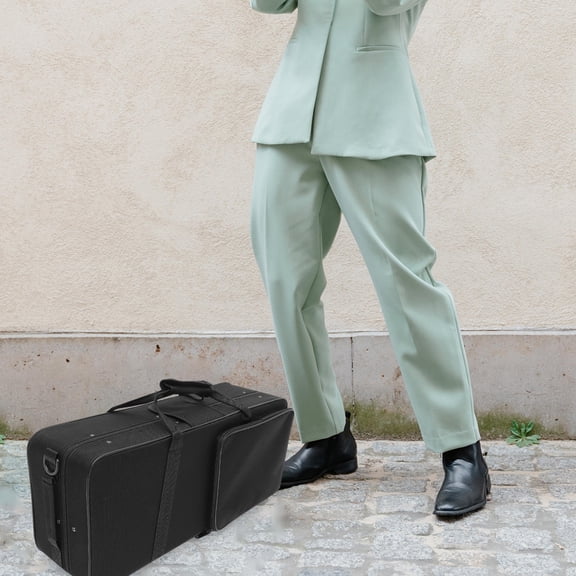 FENGGUIQU Padded Black Trumpet Case Canvas Carrying Bag with Reinforced Handles for Storage