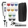 Wahl Hair Clippers with 17 Piece Home Haircutting Kit 10 Guards with different sizes color coded, oil, scissors, comb, and storage case Bundle