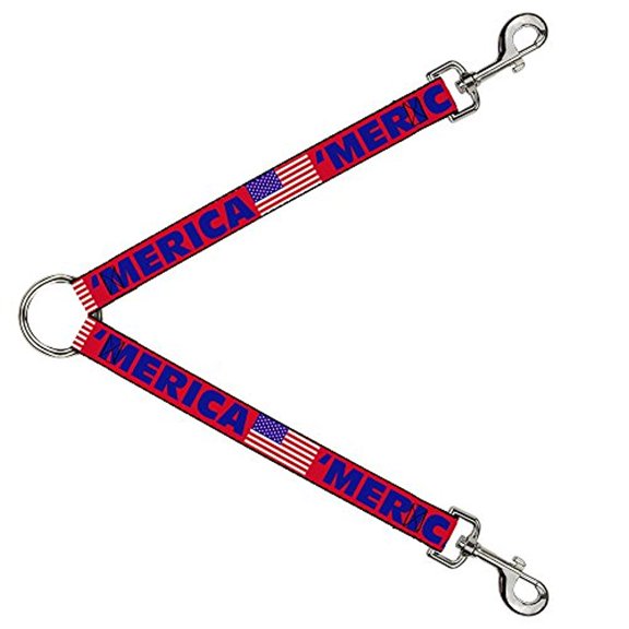 Buckle-Down DLS-W30026 'MERICA/US Flag Red/Blue/White Leash Splitter, 1' Wide - 30' Length
