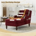 thumbnail image 4 of Oversized Chaise Lounge, Fabric Single Sofa Bed with 41" Depth Seat, Upholstered Lazy Sleeper Armchair with Side Storage, Reading Couch for Living Room, Bedroom, Wine Red, 4 of 9