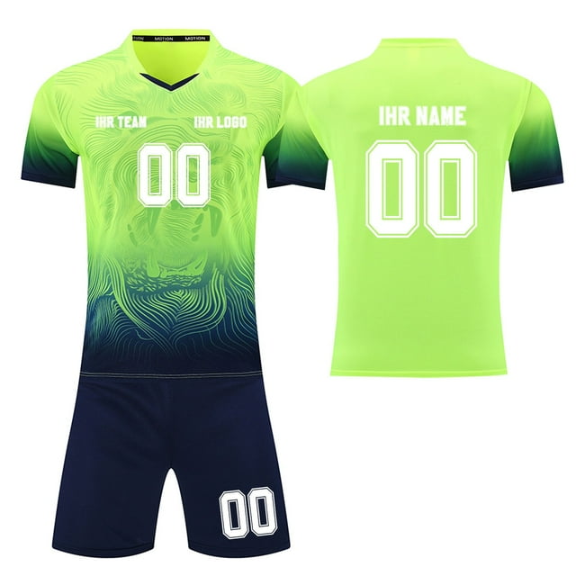 Custom Football Kit Set for Adult and Child, Name Number Team Logo DIY Family Match Personalized Jersey Shirt Shorts Set, Dad and Son Matching Outfits Green L