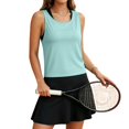 thumbnail image 6 of Split Open Back Tank Tops for Women Workout Athletic Gym Casual Crewneck Sleeveless Shirts Activewear Sports Gym Top Light Blue S, 6 of 8