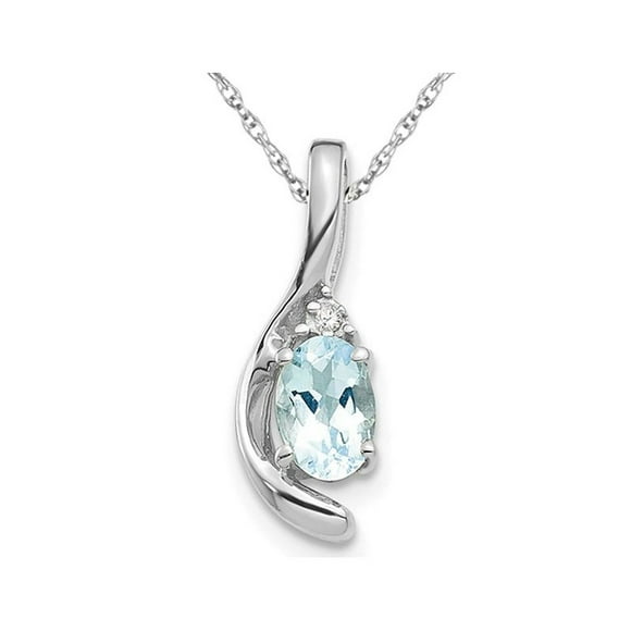 1/3 Carat (ctw) Genuine Aquamarine Drop Pendant Necklace in 14K White Gold with Chain
