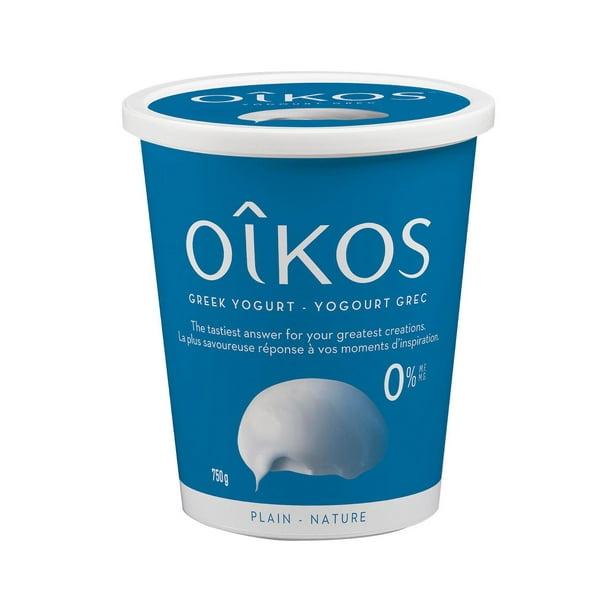 Oikos Yogourt Grec sans gras, Nature, 0% M.G., sans sucre ajouté 750g yogourt