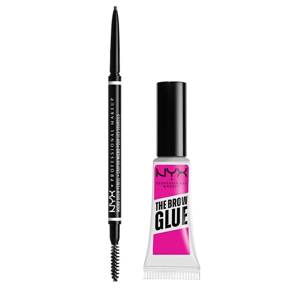 Lápiz de microcejas Makeup NYX PROFESSIONAL, marrón ceniza con pegamento para cejas