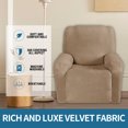 thumbnail image 6 of Golden linens One Piece Recliner Chair Cover, Fabric Stretch 4 Way Furniture Slipcovers with Remote Pocket, Furniture Protector, Fit Most Recliner Chairs, #JOLAN Taupe, 6 of 8