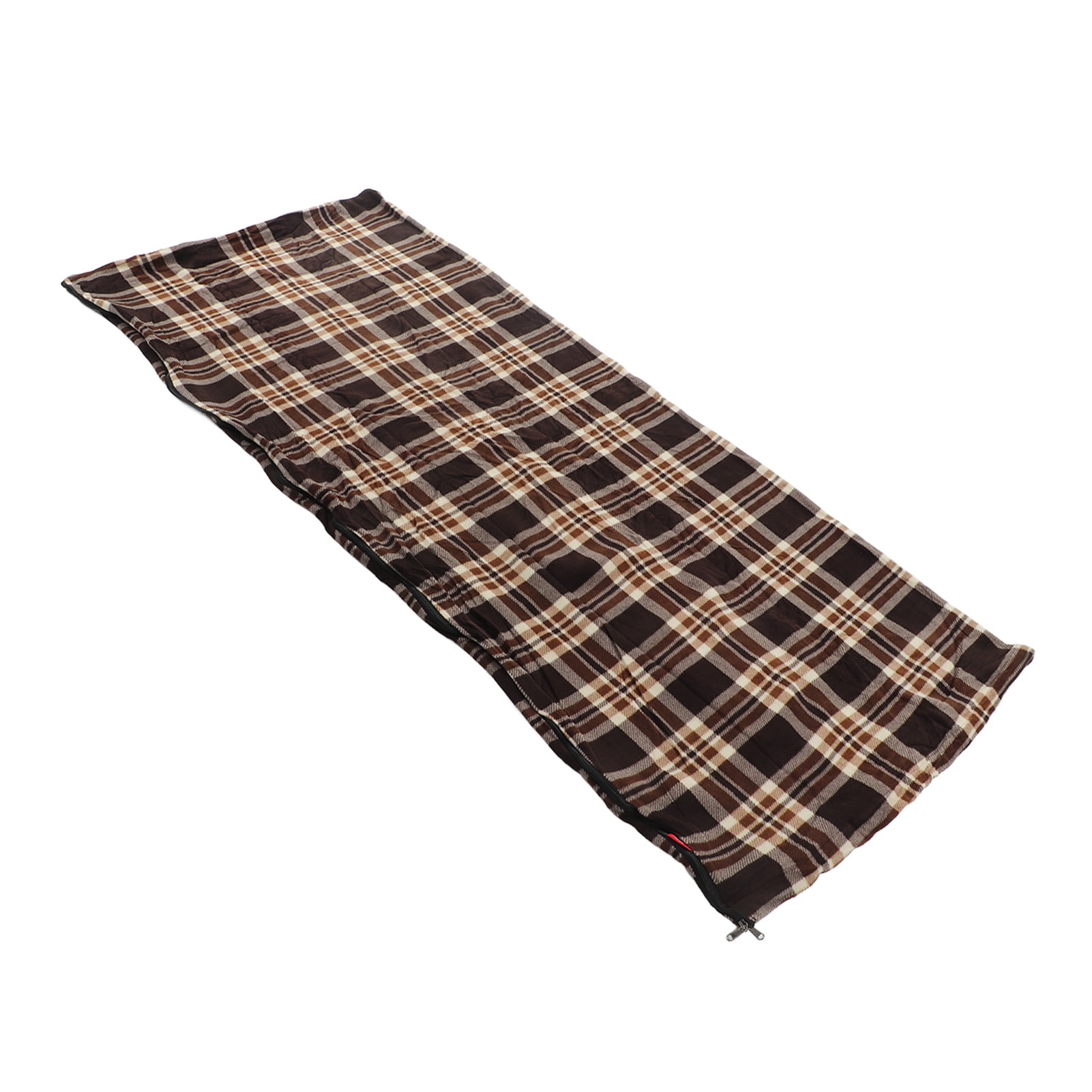 YAHHU Adult Fleece Sleeping Bag Portable Warm Lightweight Liner for Outdoor Camping Hiking Climbing Backpacking and Travel - Coffee Grid (70.8 in x 29.5 in)