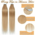 thumbnail image 3 of SEGO Blonde Tape in Hair Extensions 100% Real Remy Human Hair Long Straight Silky Thick Hair Gold Hair Acessories Black/Pink/Purple/Red Hair, 3 of 9
