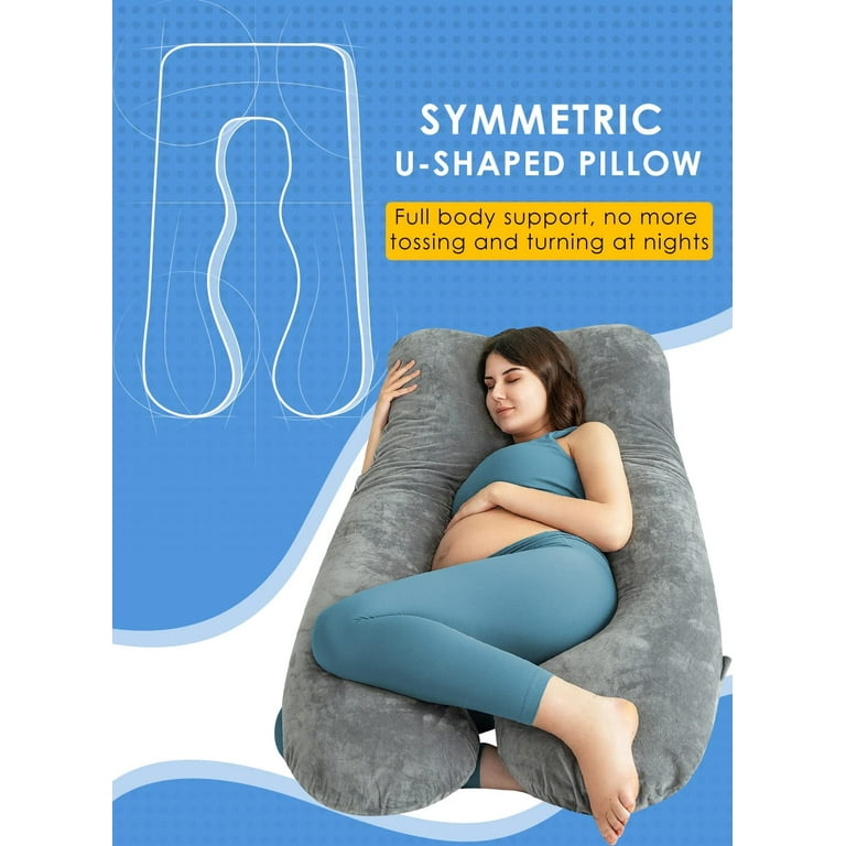 Queen Rose U Shaped Pregnancy Pillow for Side Sleeper Grey