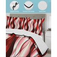 thumbnail image 4 of Quilts Twin Size, Red Striped Ombre Soft Comforter Bedding Set for Bed, Modern Red Moire Geometric Lightweight Quilted Bedspread with Pillow Cover(2 Pieces) for All Season, 68x86 Inch, 4 of 6