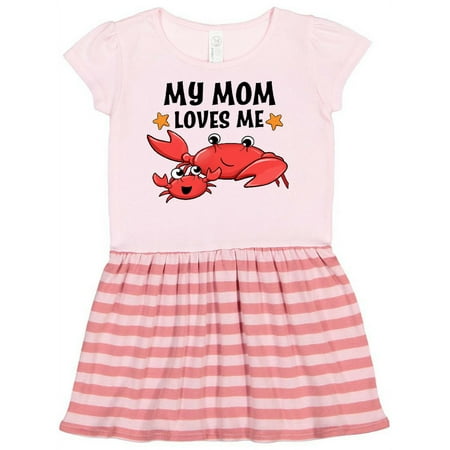 

Inktastic My Mom Loves Me- cute crab family Gift Toddler Girl Dress