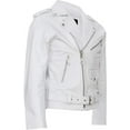 thumbnail image 2 of QAWACH White Color Pure Lambskin Leather Winter Vintage Motorcycle Biker Moto Riding & Racing Jacket For Men XXL Size NBMJ-02, 2 of 4