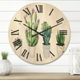 thumbnail image 2 of Designart 'Aloe Vera Cactus Succulent Home Plants In The Pots' Farmhouse Wood Wall Clock, 2 of 5