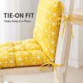 thumbnail image 6 of High-Back Chair Cushion, 16 x 16in One-Piece Seat and Back Pad for Indoor or Outdoor Use, Rain-Resistant Rocking Chair Replacement for Porch, Patio and Home Office, Yellow, 6 of 6