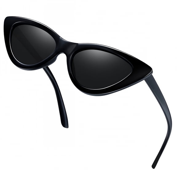 XIRQI Polarized Cat Eye Sunglasses for Women,Trendy Retro Narrow Pointy Cateye Womens Sun Glasses with Polarized Uv400 Protection Black Sunglasses