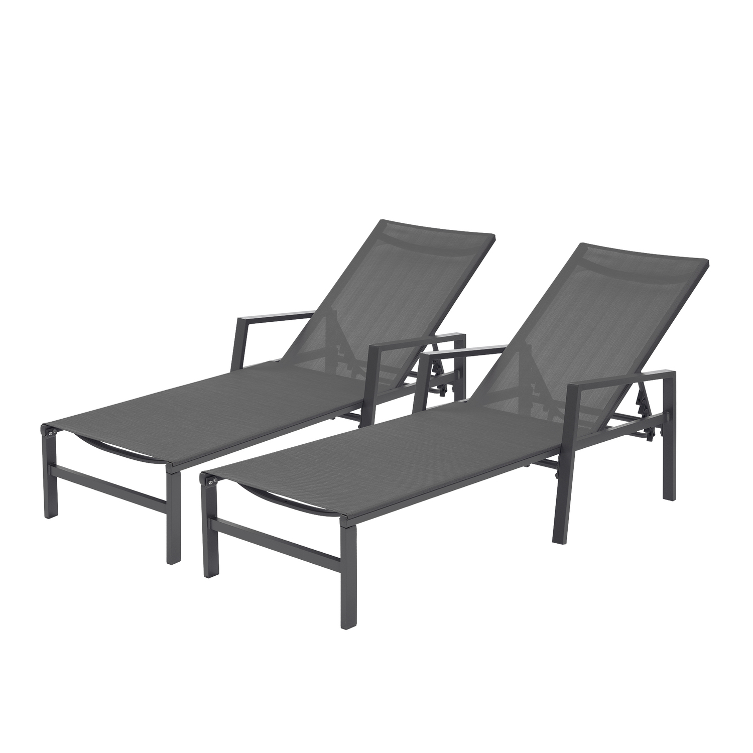 2 Pieces Set Patio Lounge Chair, Textilene Aluminum Pool Lounge Chair Set, Patio Chaise Lounges With Armrests For Patio Backyard Porch Garden Poolside - image 2 of 9