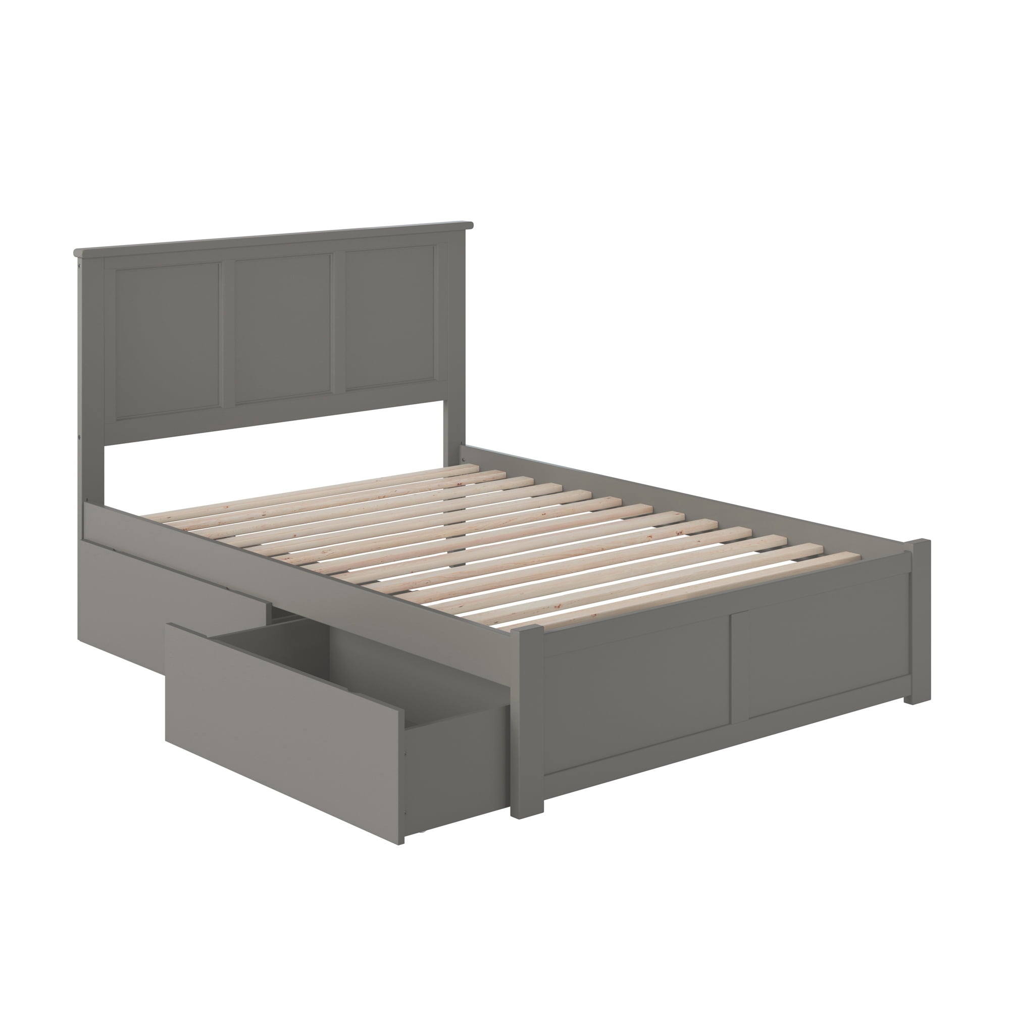 AFI Madison Queen Solid Wood Platform Bed with Footboard & Storage Drawers, Grey