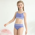 thumbnail image 3 of SILVERCELL 9-16T Girls 2 Piece Summer Ribbed Swimsuits, Teens Girls' Striped Bikinis Bathing Suit Adjustable Straps Swimwear For Beach, Swimming Pool, Spring Break, 3 of 8
