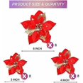 thumbnail image 2 of 24pcs Christmas Sparkling Poinsettia Flowers Artificial Christmas Flowers Wedding Christmas Tree New Year Ornaments (Red), 2 of 4