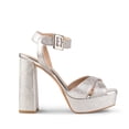 thumbnail image 1 of Tacones de Plataforma para Dama Tipo Sandalia Davenia de Piel Plata, 1 of 5