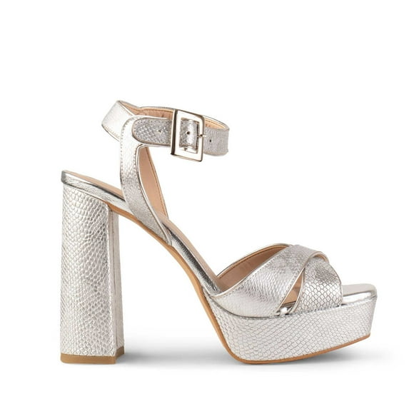 Tacones de Plataforma para Dama Tipo Sandalia Davenia de Piel Plata