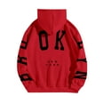 thumbnail image 3 of QHFBli Men's Hoodie Mens Letter Print Hooded Sweatshirt Streetwear Pullover Loose Fit Comfortable Blend Fabric for Fall Winter Season Daily Casual Wear RD2 M, 3 of 5